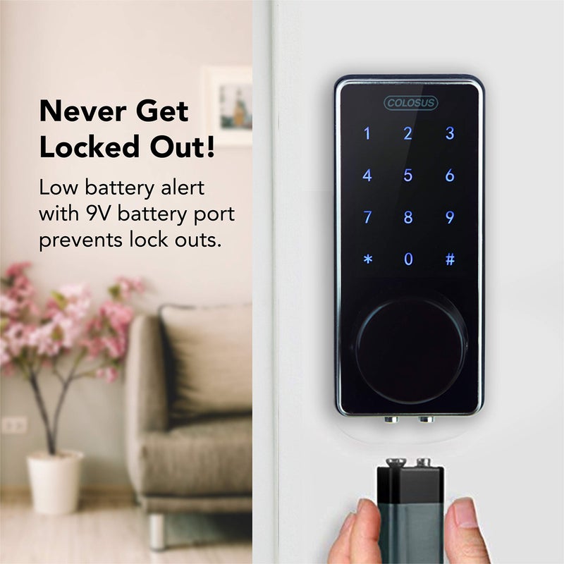 COLOSUS NDL626 Keyless Entry Deadbolt Smart Door Lock with Auto-Lock, Anti-Theft, Touchscreen Keypadâ€“ Up to 100 Users â€“ Multiple Codes, 4 Key Fobs, 2 Keys - Image 5
